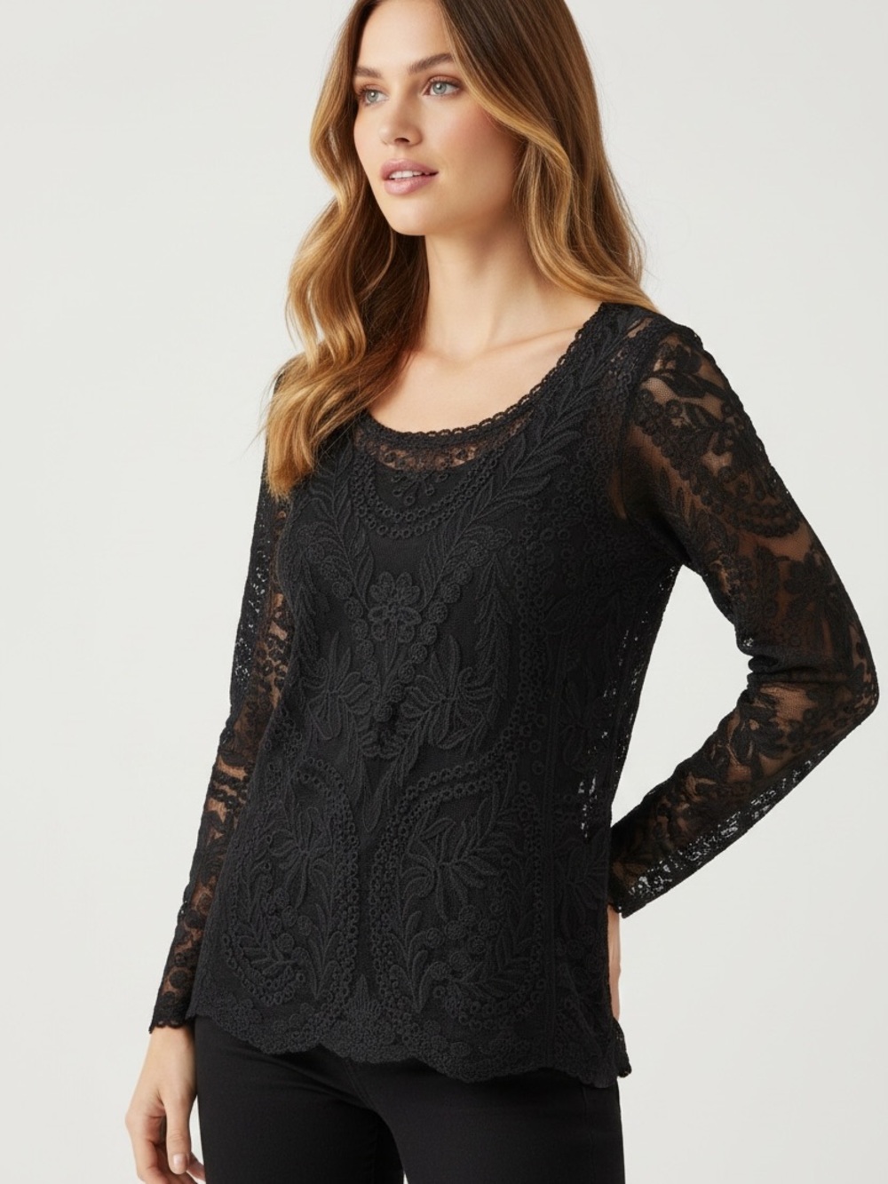 Gorgeous Black Express Embroidery Detail Top